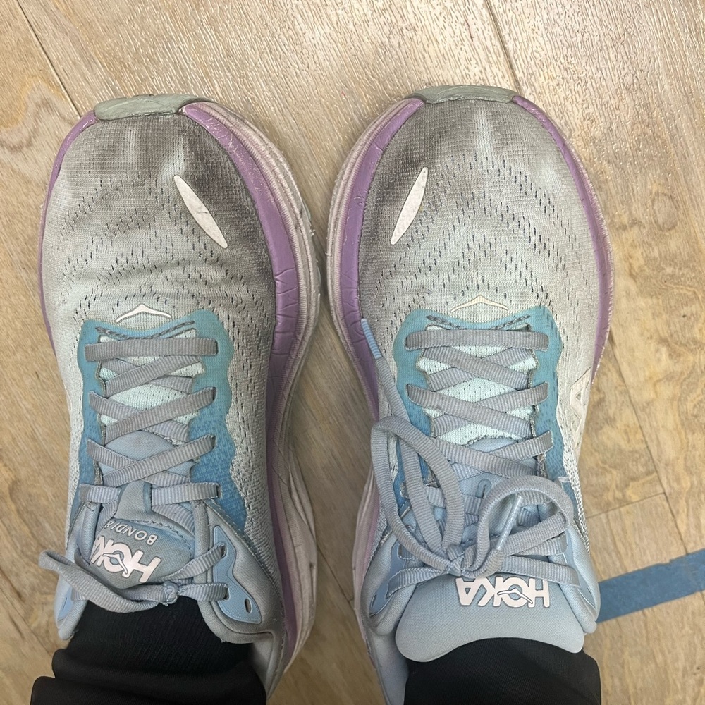 Hoka Women's Athletic Shoes - Light Gray and Lavender BONDI 9 used